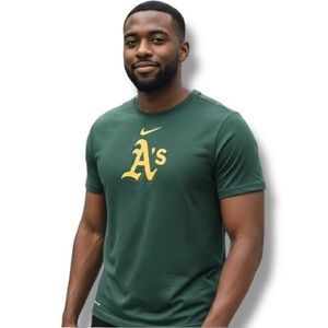 Nike‎ Oakland Athletics Dri-FIT T-Shirt Mens Small Green Baseball Tee